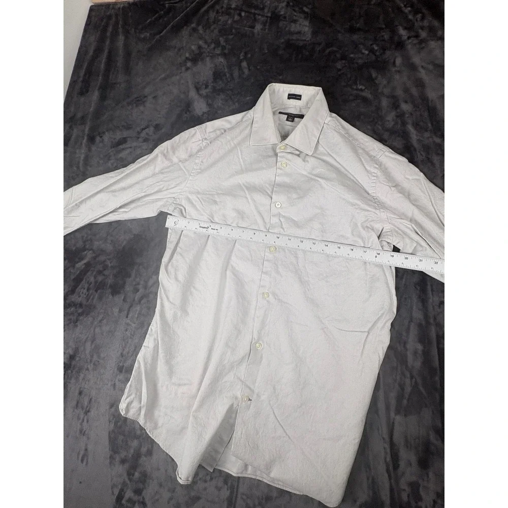 Banana Republic Dress Shirt Mens L Gray Egyptian Cotton Fitted Long Sleeve 3812